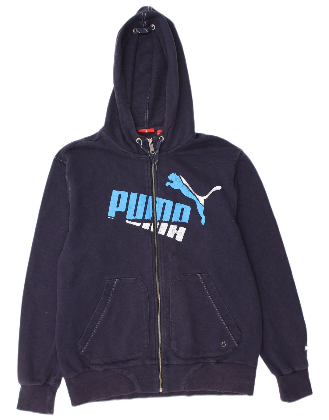 PUMA Mens Graphic Zip Hoodie Sweater Medium Navy Blue