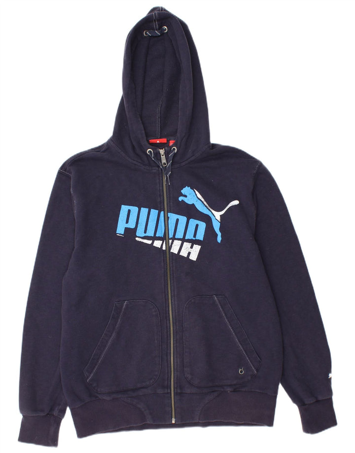 PUMA Mens Graphic Zip Hoodie Sweater Medium Navy Blue