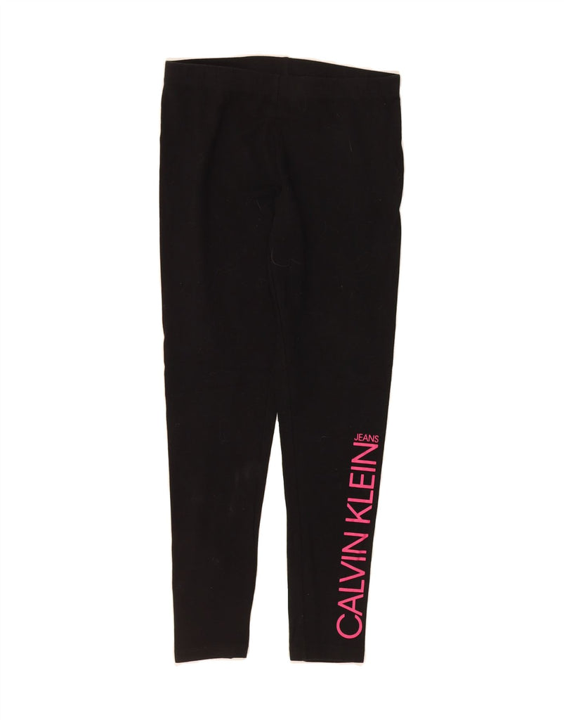 CALVIN KLEIN Girls Graphic Leggings 10-11 Years Large Black Cotton Vintage Calvin Klein and Second-Hand Calvin Klein from Messina Hembry 