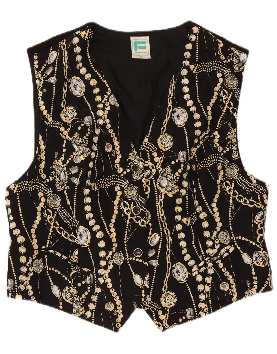 Franken Walder Womens Abstract Pattern Waistcoat IT 46 Large Black Acetate