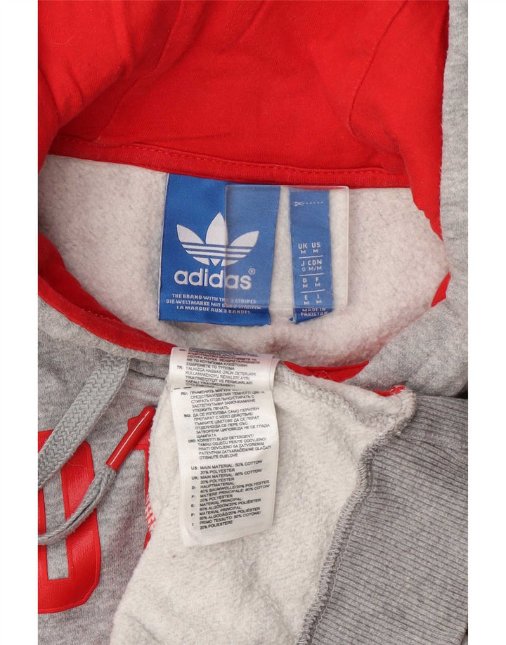 Adidas Mens Graphic Zip Hoodie Sweater Medium Grey Flecked Cotton
