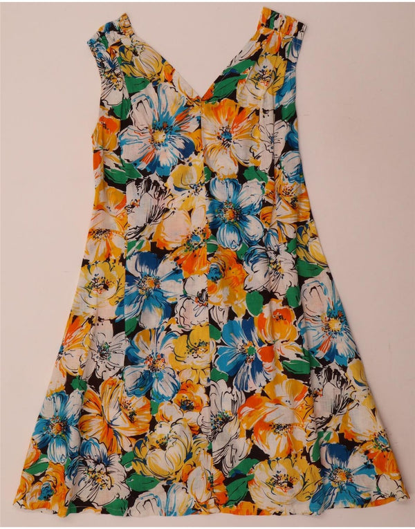 Vintage Womens Sleeveless A-Line Dress UK 12 Medium Multicoloured Floral