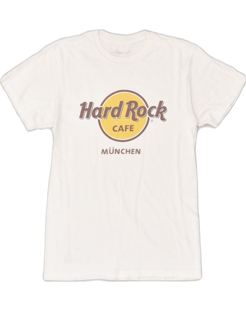 HARD ROCK Mens Munich Graphic T-Shirt Top Small White Cotton | Vintage Hard Rock | Thrift | Second-Hand Hard Rock | Used Clothing | Messina Hembry 