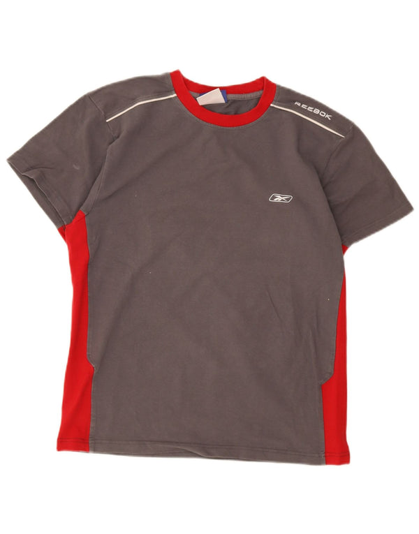 Reebok Mens T-Shirt Top Large Grey Colourblock Cotton