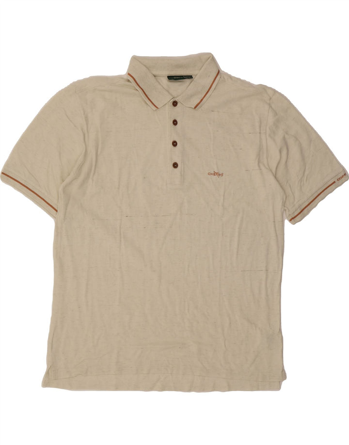 CHERVO Mens Polo Shirt IT 54 XL Beige Cotton Vintage Chervo and Second-Hand Chervo from Messina Hembry 