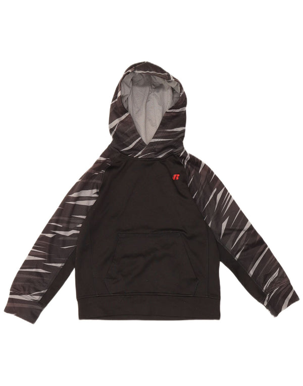 Russell Athletic Boys Hoodie Jumper 7-8 Years Medium Black Geometric