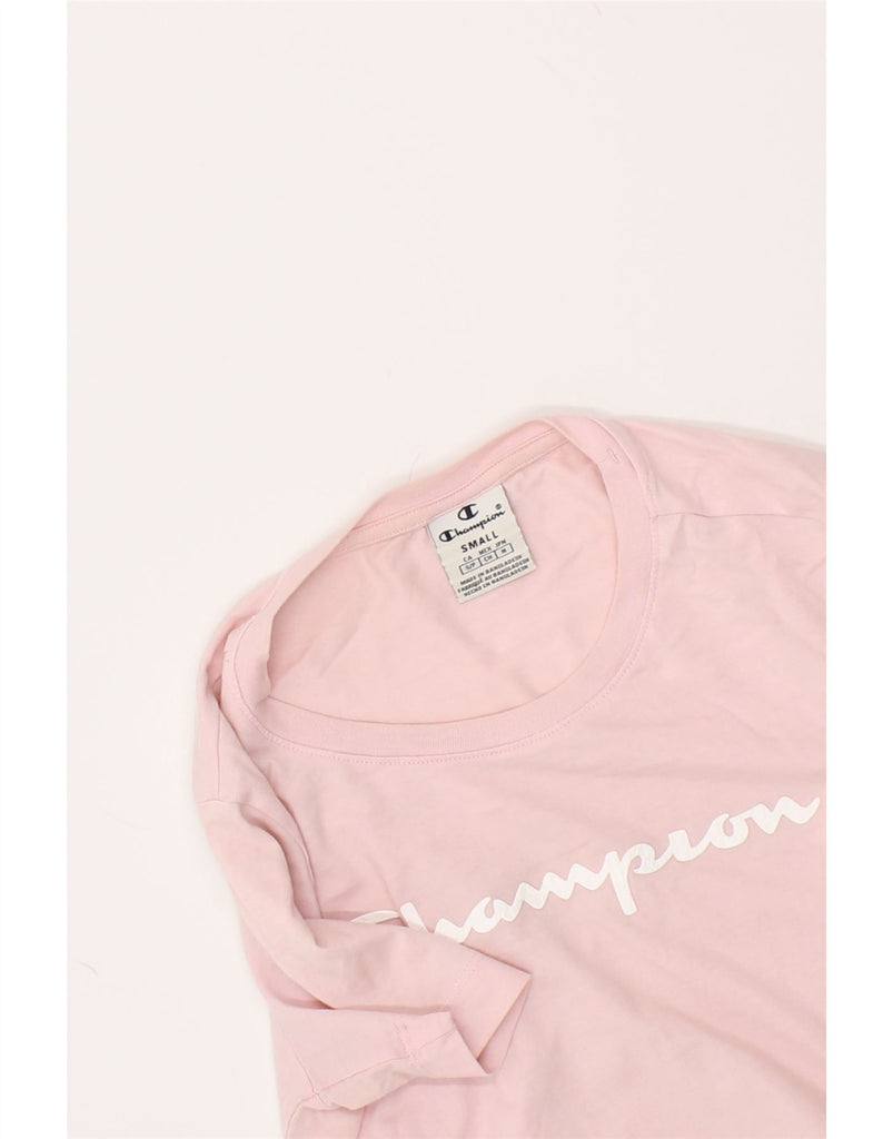CHAMPION Womens Graphic T-Shirt Top UK 10 Small Pink Cotton | Vintage Champion | Thrift | Second-Hand Champion | Used Clothing | Messina Hembry 