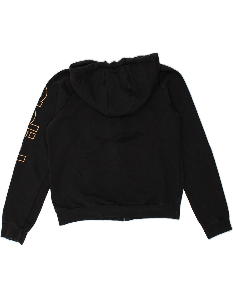 ADIDAS Womens Graphic Zip Hoodie Sweater UK 12/14 Medium Black Cotton | Vintage Adidas | Thrift | Second-Hand Adidas | Used Clothing | Messina Hembry 