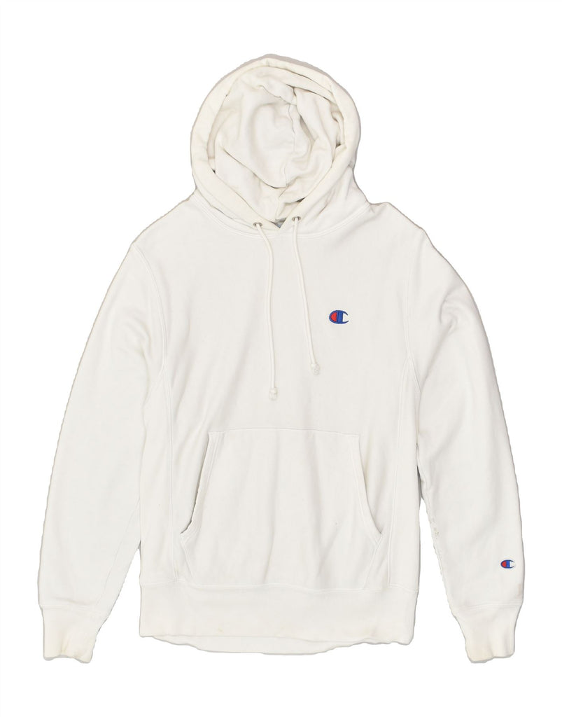 CHAMPION Mens Hoodie Jumper Medium White Cotton | Vintage Champion | Thrift | Second-Hand Champion | Used Clothing | Messina Hembry 