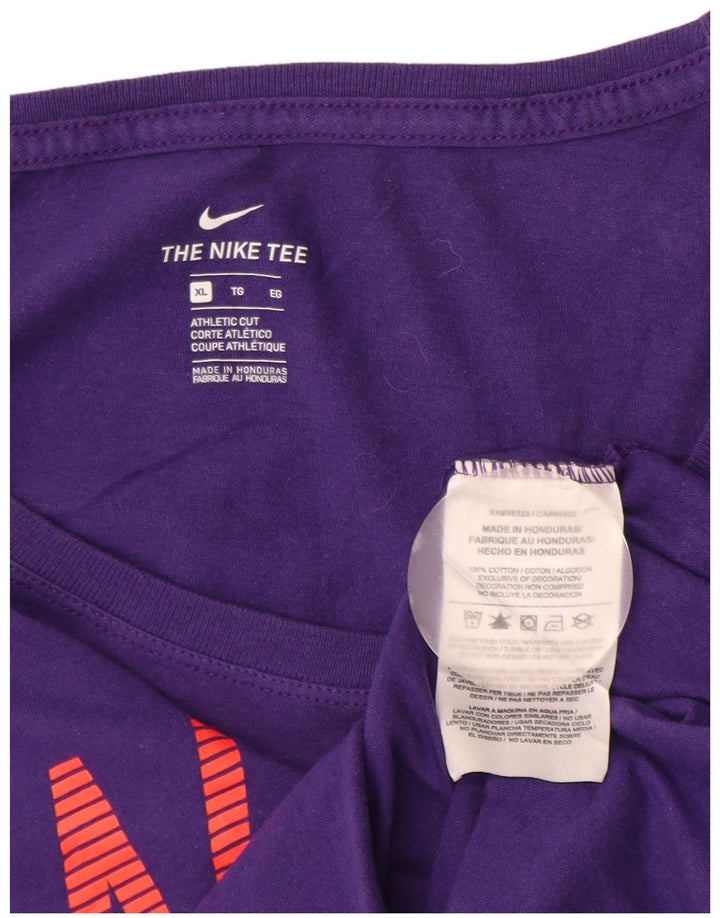 NIKE Womens Athletic Cut Graphic T-Shirt Top UK 18 XL Purple Cotton