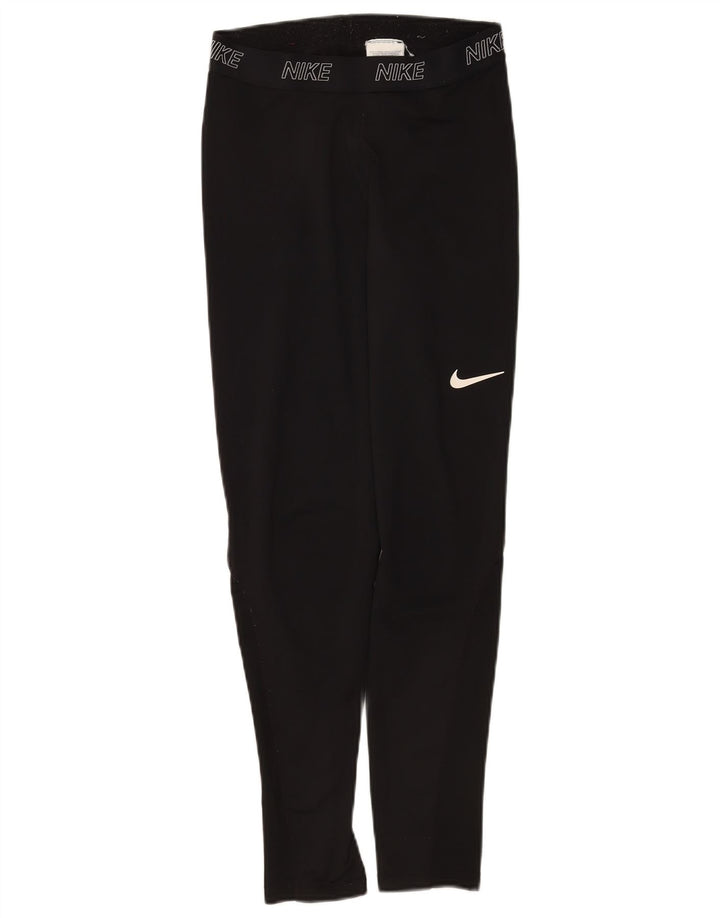 Nike Womens Dri Fit Graphic Leggings UK 12 Medium  Black Polyester