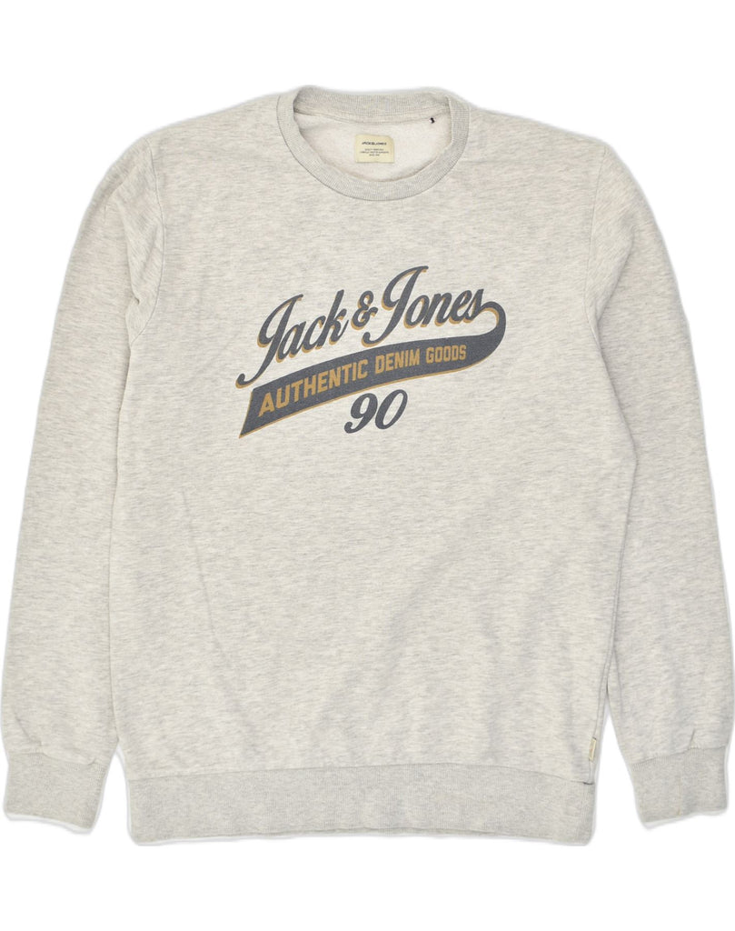 JACK & JONES Mens Graphic Sweatshirt Jumper Large Grey Cotton | Vintage Jack & Jones | Thrift | Second-Hand Jack & Jones | Used Clothing | Messina Hembry 