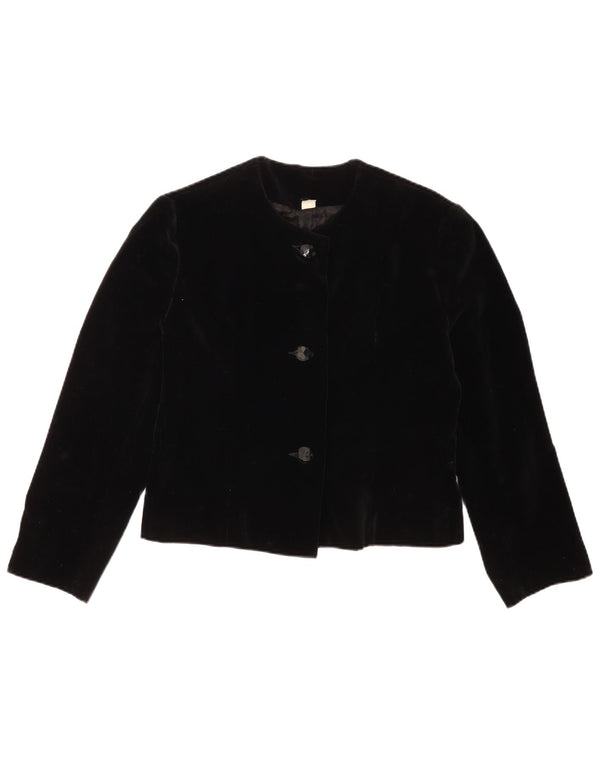 Vintage Womens 3 Button Blazer Jacket IT 44 Medium Black Cotton