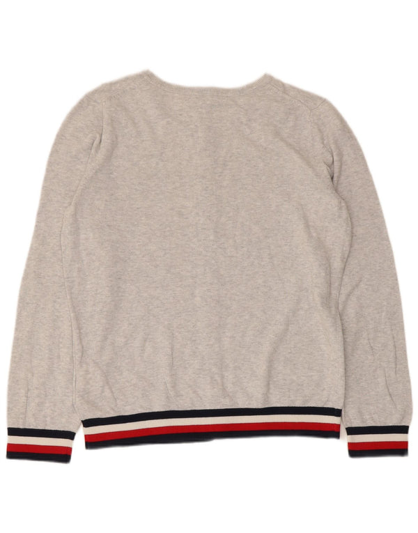 Tommy Hilfiger Womens Cardigan Sweater UK 14 Medium Grey Striped
