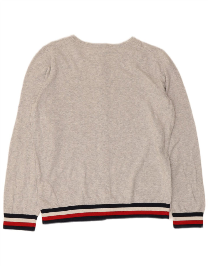 Tommy Hilfiger Womens Cardigan Sweater UK 14 Medium Grey Striped