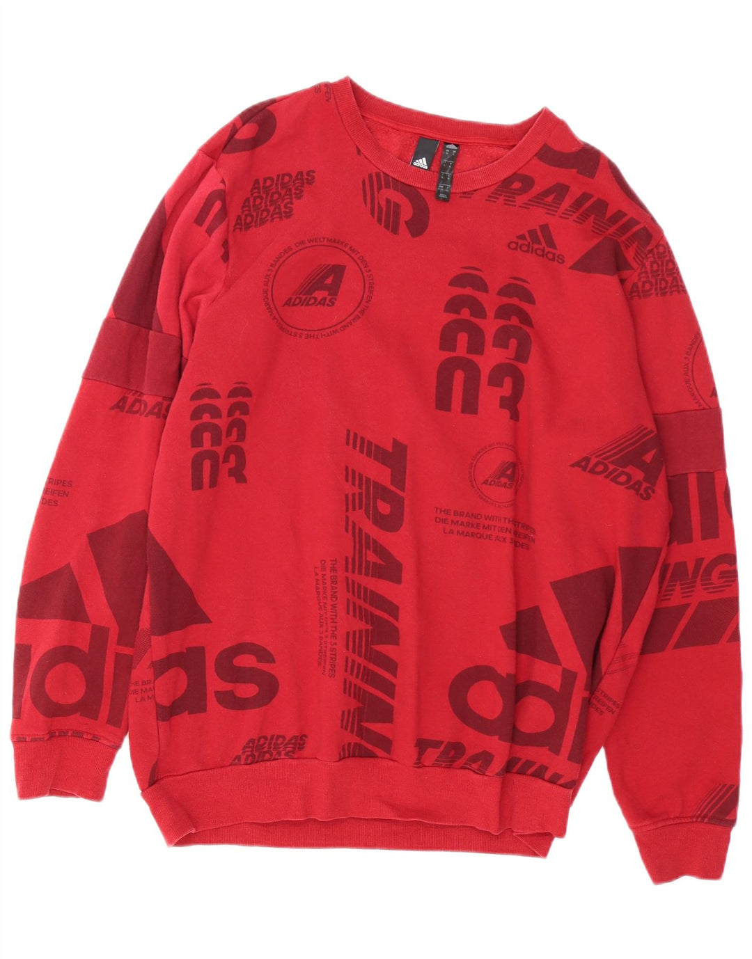 Adidas Mens Graphic Sweatshirt Jumper XL Red Cotton