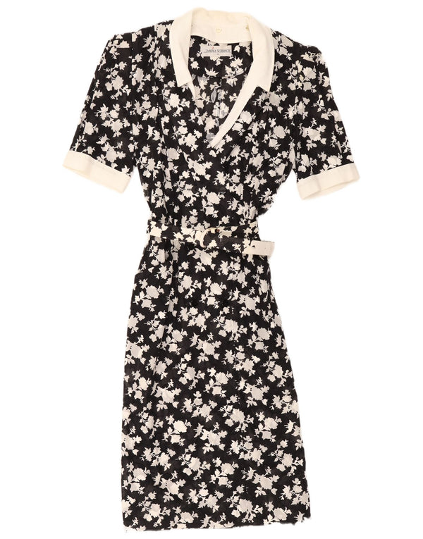 Janina Schreck Womens Short Sleeves Shirt Dress EU 38 Medium Black Floral