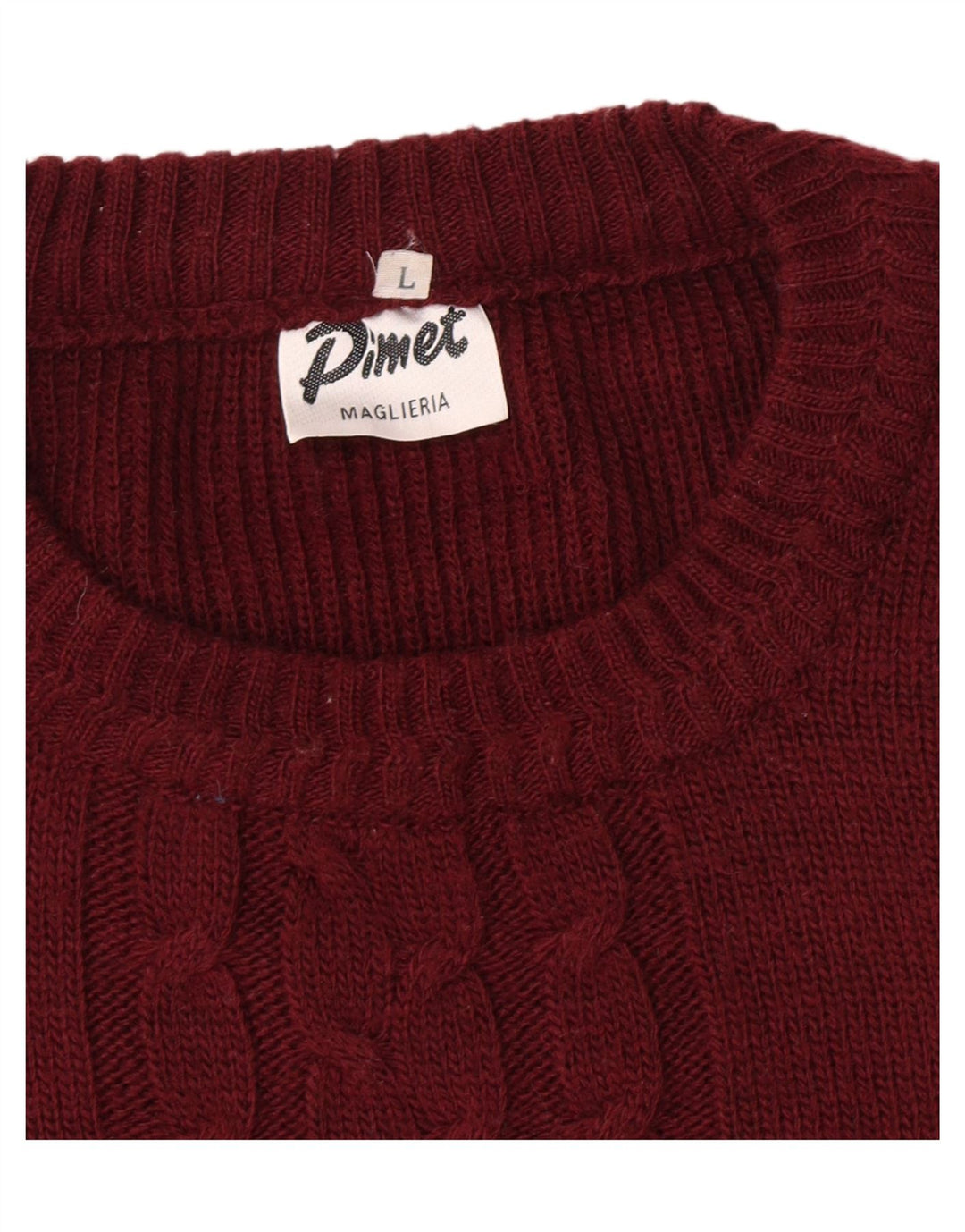 Pimet Mens Crew Neck Jumper Sweater Large Burgundy Geometric