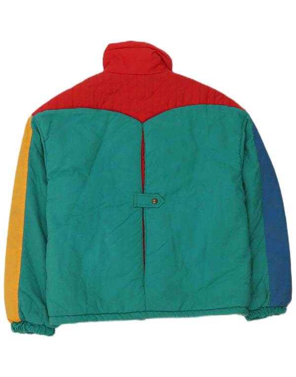Vintage Womens Hooded Padded Jacket IT 42 Medium Multicoloured Colourblock