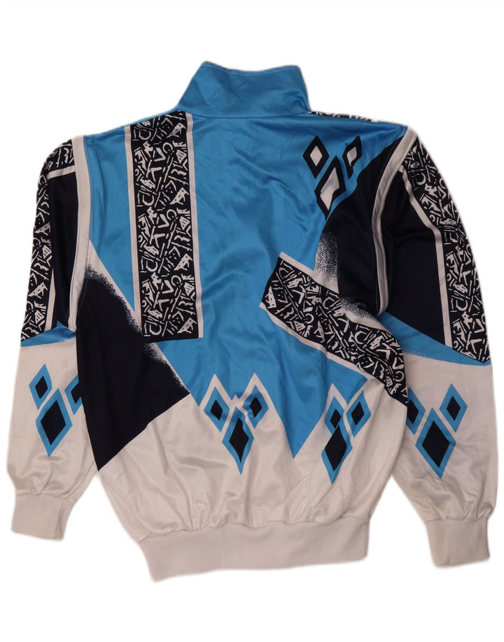 Vintage Mens Tracksuit Top Jacket Large Blue Geometric