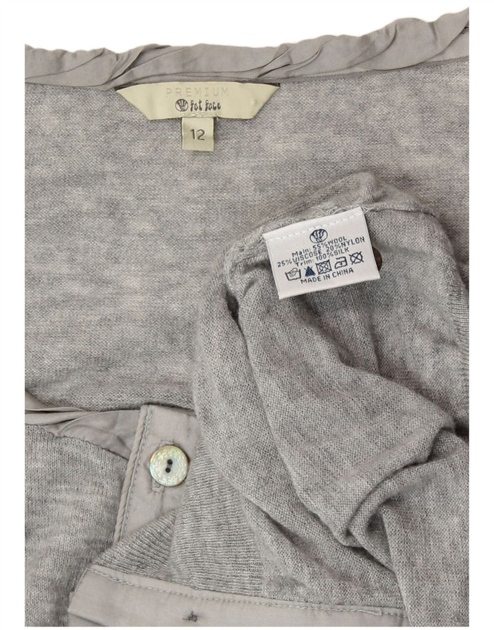 Fat Face Womens Cardigan Sweater UK 12 Medium Grey Wool