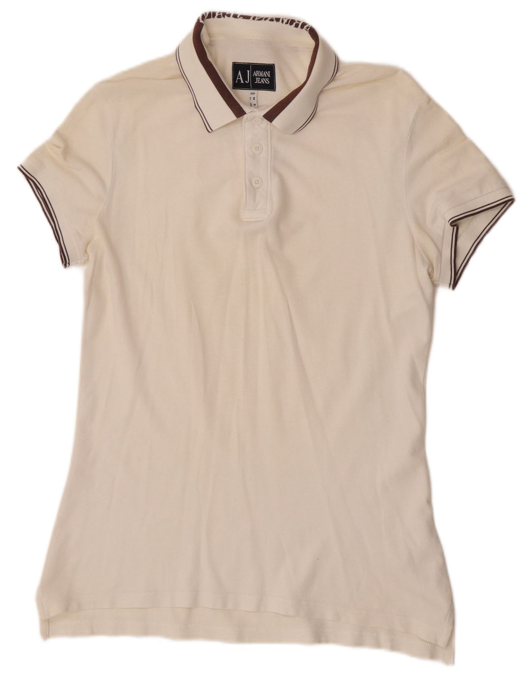 Armani Jeans Womens Polo Shirt UK 14 Medium White Cotton