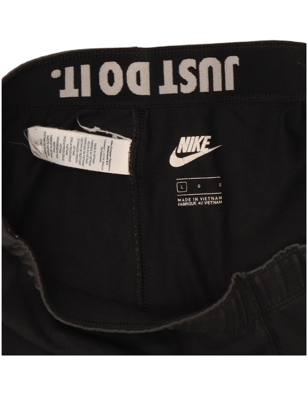 Nike Womens Graphic Leggings UK 14 Large  Black Cotton