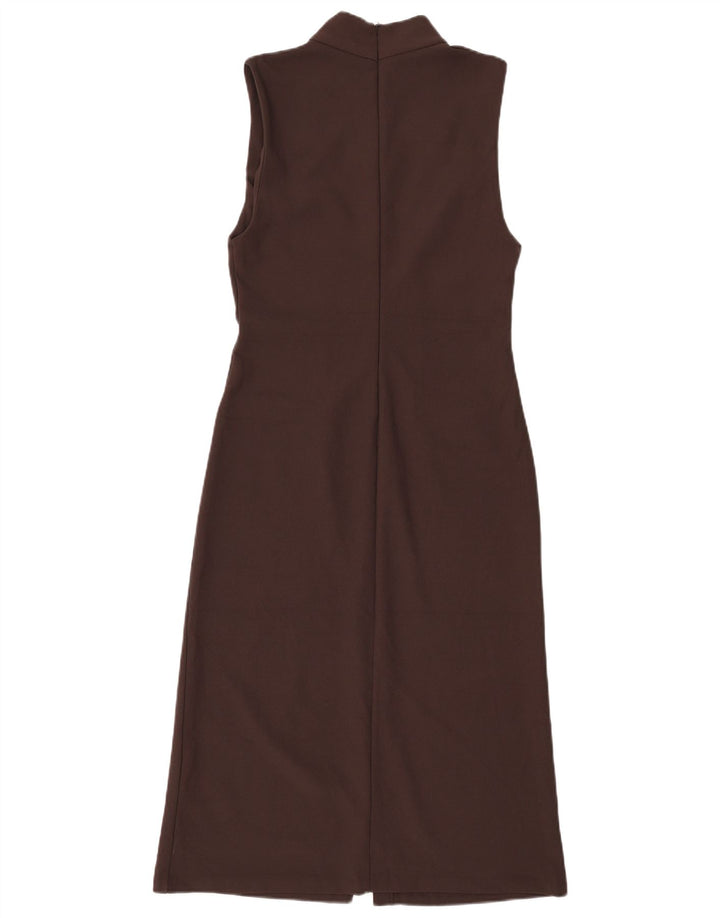 Zara Womens Sleeveless Maxi Dress UK 12 Medium Brown Polyester