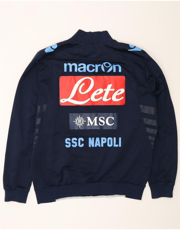 Macron Mens Graphic Pullover Tracksuit Top Large Navy Blue Colourblock