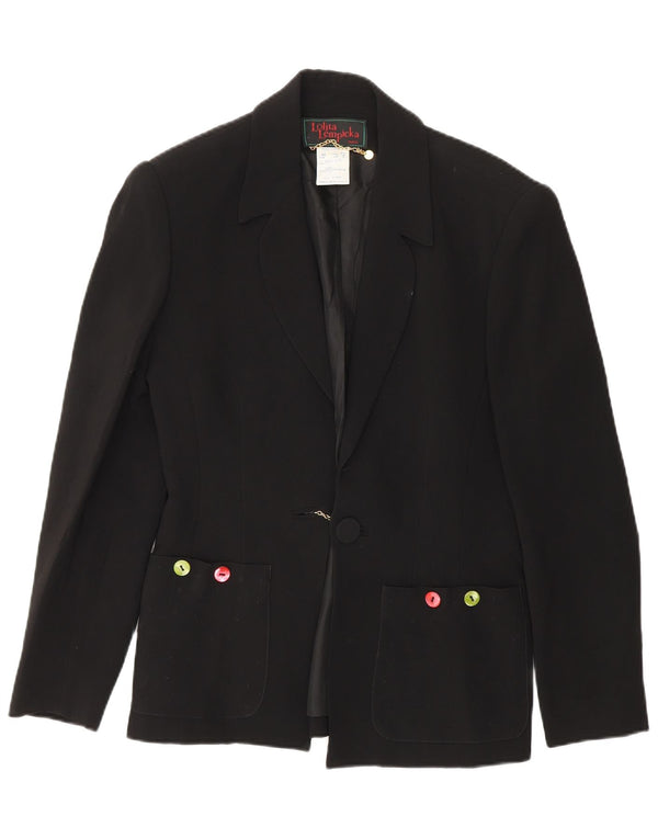 Lolita Lempicka Womens 1 Button Blazer Jacket UK 12 Medium Black Acetate