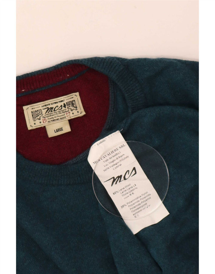 Marlboro Classics Mens Crew Neck Jumper Sweater Large Blue Wool