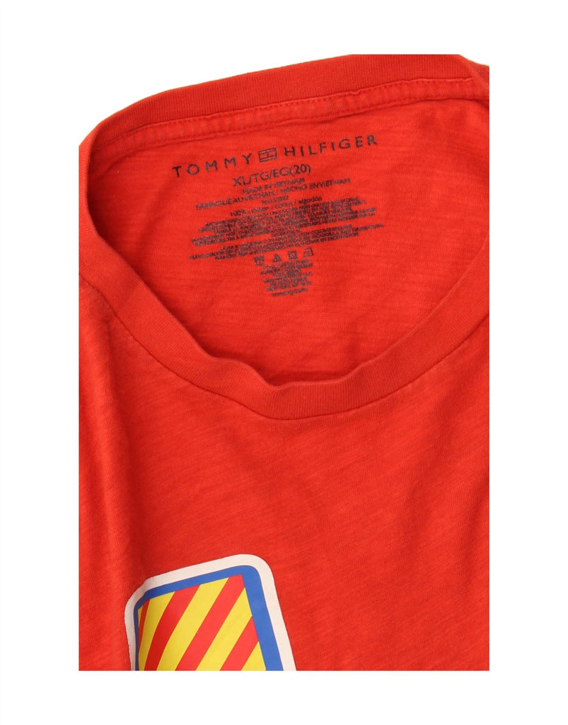 TOMMY HILFIGER Boys Graphic T-Shirt Top 15-16 Years XL  Red Cotton Vintage Tommy Hilfiger and Second-Hand Tommy Hilfiger from Messina Hembry 