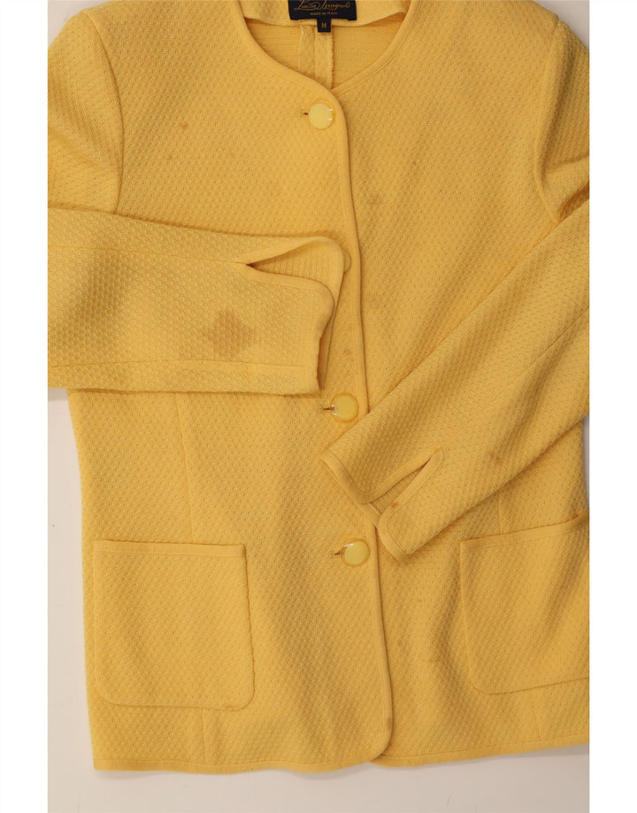 LUISA SPAGNOLI Womens Knit 4 Button Blazer Jacket UK 12 Medium Yellow Vintage Luisa Spagnoli and Second-Hand Luisa Spagnoli from Messina Hembry 