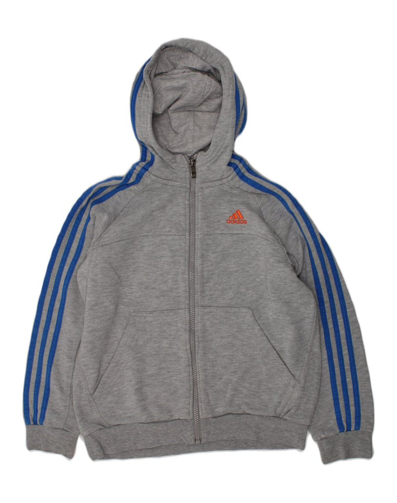 ADIDAS Boys Zip Hoodie Sweater 9-10 Years Grey Cotton | Vintage Adidas | Thrift | Second-Hand Adidas | Used Clothing | Messina Hembry 