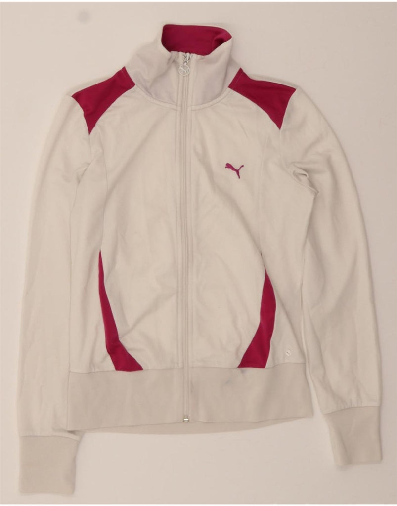 PUMA Womens Tracksuit Top Jacket UK 12 Medium White Colourblock Polyester Vintage Puma and Second-Hand Puma from Messina Hembry 