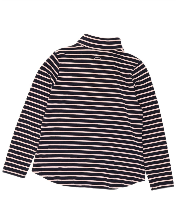 JOULES Womens Zip Neck Sweatshirt Jumper UK 14 Large Navy Blue Striped