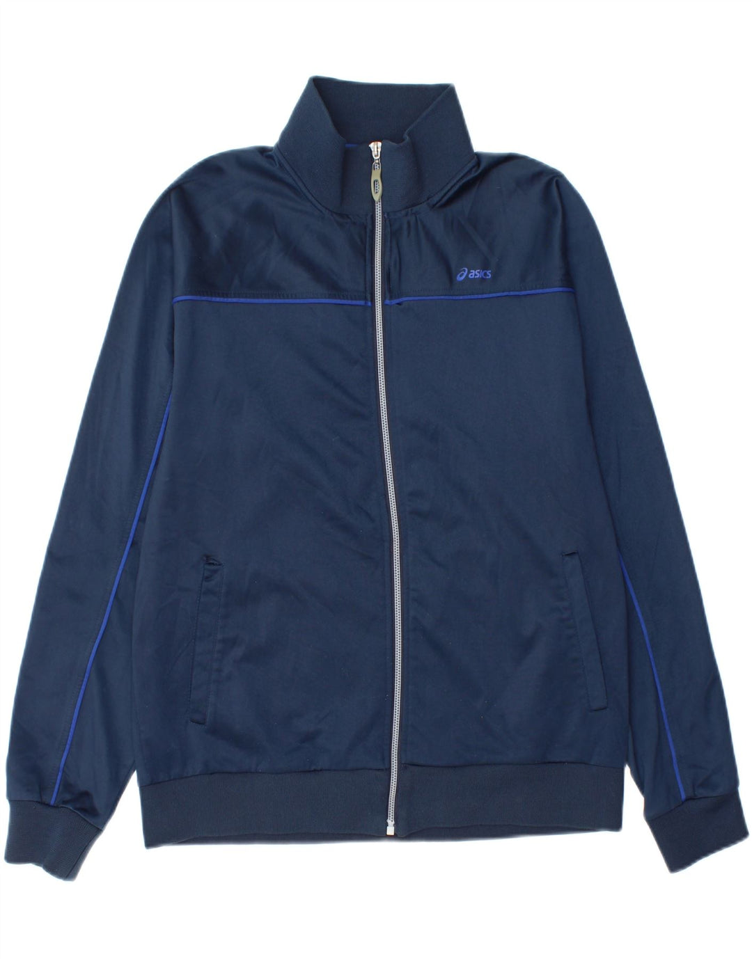 Asics Mens Tracksuit Top Jacket XL Navy Blue Polyester