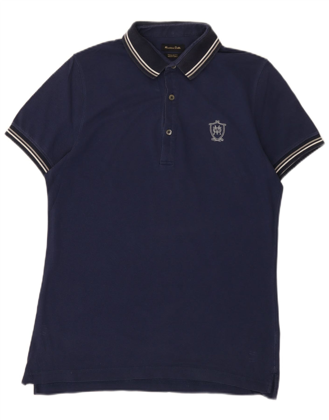 MASSIMO DUTTI Mens Regular Fit Polo Shirt Medium Navy Blue