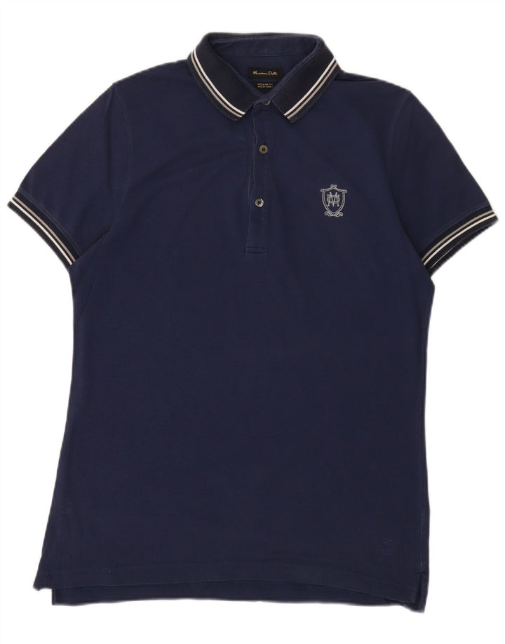 MASSIMO DUTTI Mens Regular Fit Polo Shirt Medium Navy Blue