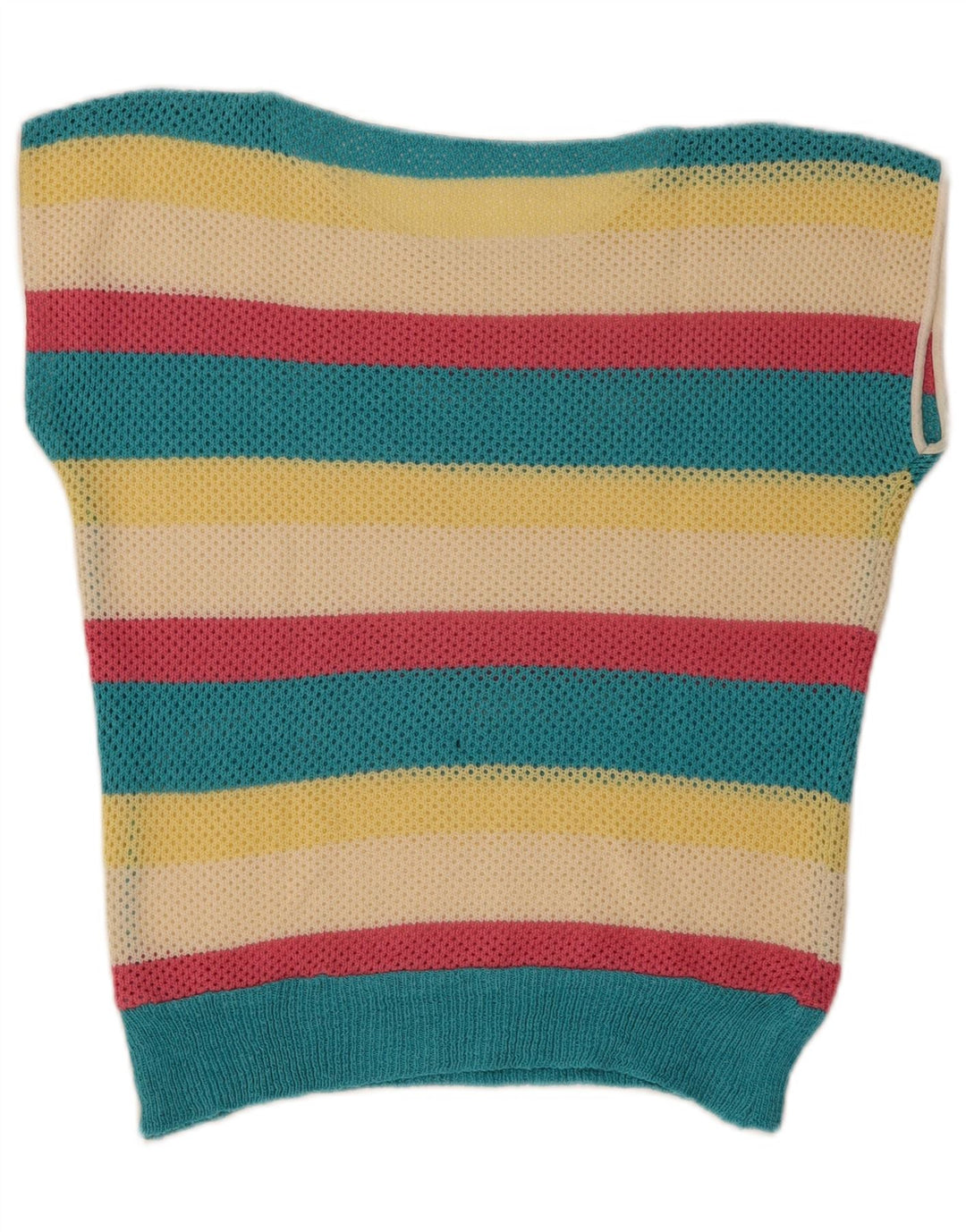 Vintage Womens Vest Tank Top UK 12 Medium Multicoloured Striped