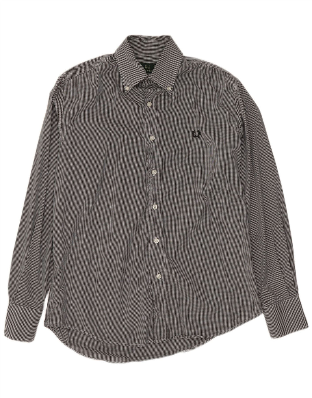FRED PERRY Mens Shirt Small Black Gingham