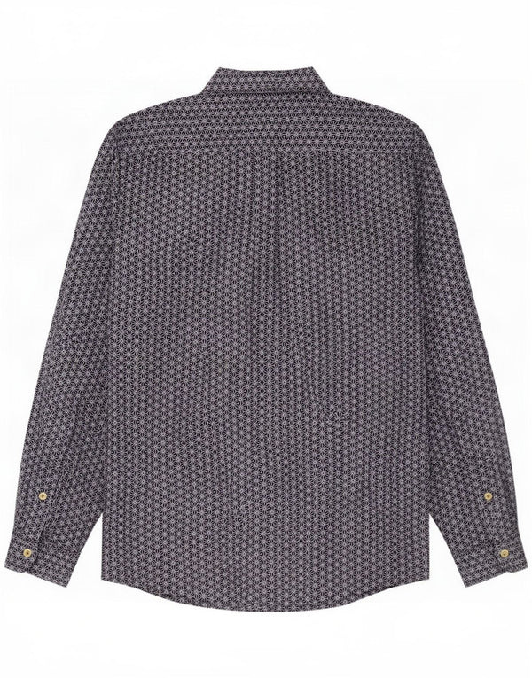 Pretty Green Mens Classic Fit Shirt Small Blue Geometric Cotton