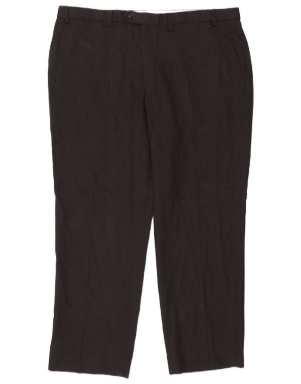 Marks & Spencer Mens Straight Suit Trousers W42 L31 Black Polyester