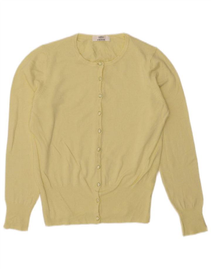 Marks & Spencer Womens Cardigan Sweater UK 12 Medium Yellow Viscose