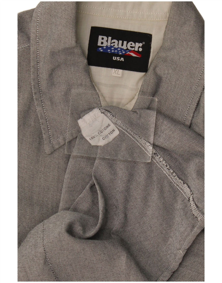 Blauer Mens Short Sleeve Shirt XL Grey Cotton
