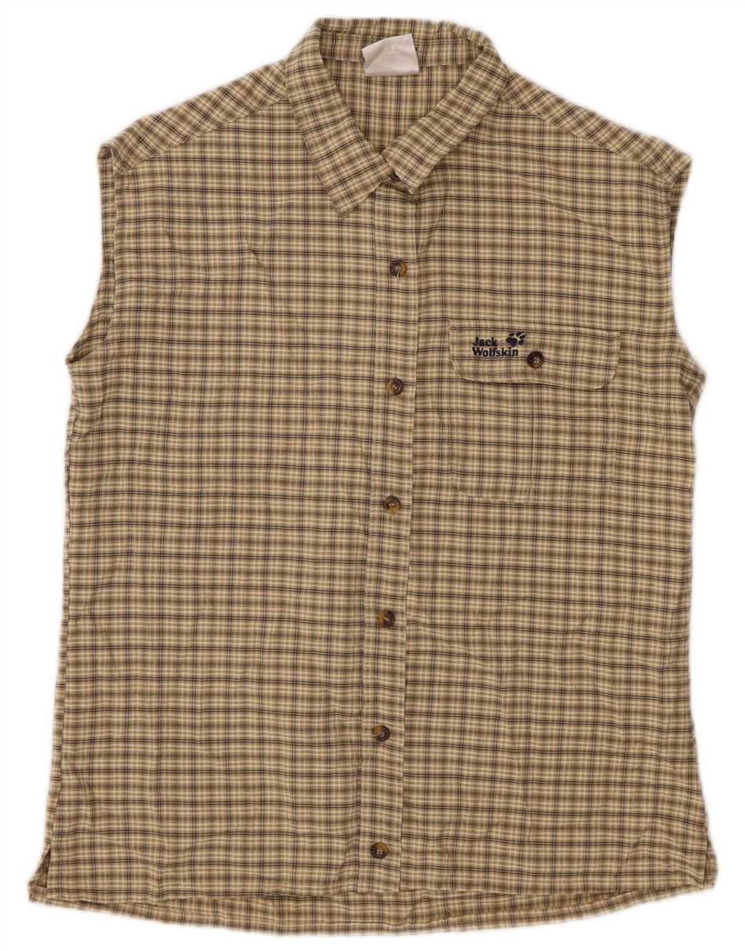 JACK WOLFSKIN Womens Sleeveless Shirt UK 10 Small Beige Check Polyester