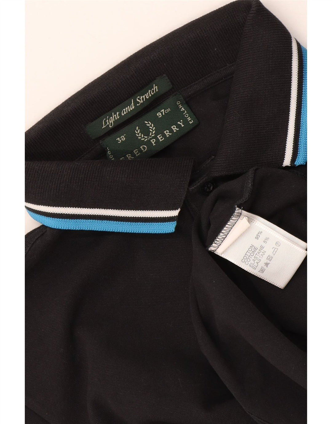 Fred Perry Mens Polo Shirt Small Black Striped Cotton