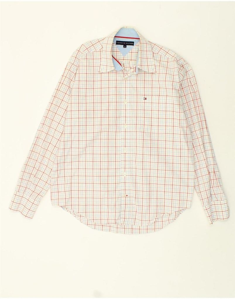 TOMMY HILFIGER Mens Shirt Medium White Check | Vintage Tommy Hilfiger | Thrift | Second-Hand Tommy Hilfiger | Used Clothing | Messina Hembry 