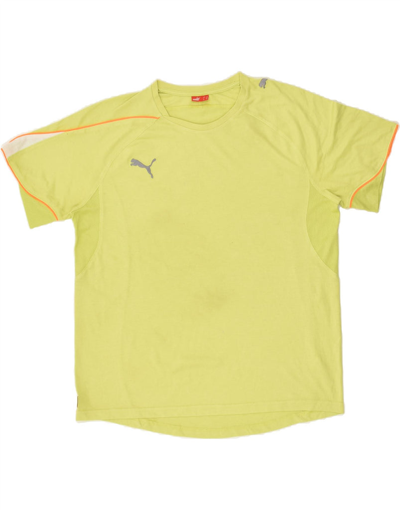 PUMA Mens Graphic T-Shirt Top XL Yellow Polyester | Vintage Puma | Thrift | Second-Hand Puma | Used Clothing | Messina Hembry 