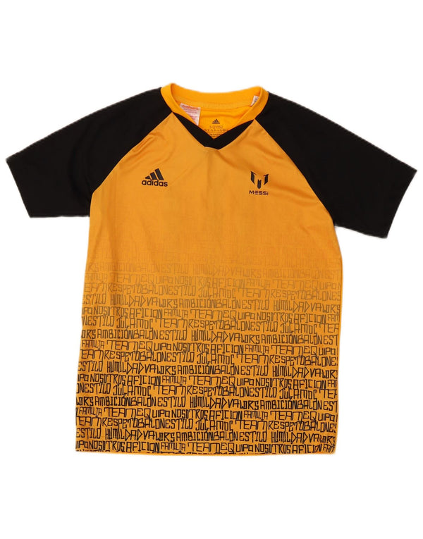Adidas Boys MESSI Graphic T-Shirt Top 11-12 Years Yellow Polyester Sports